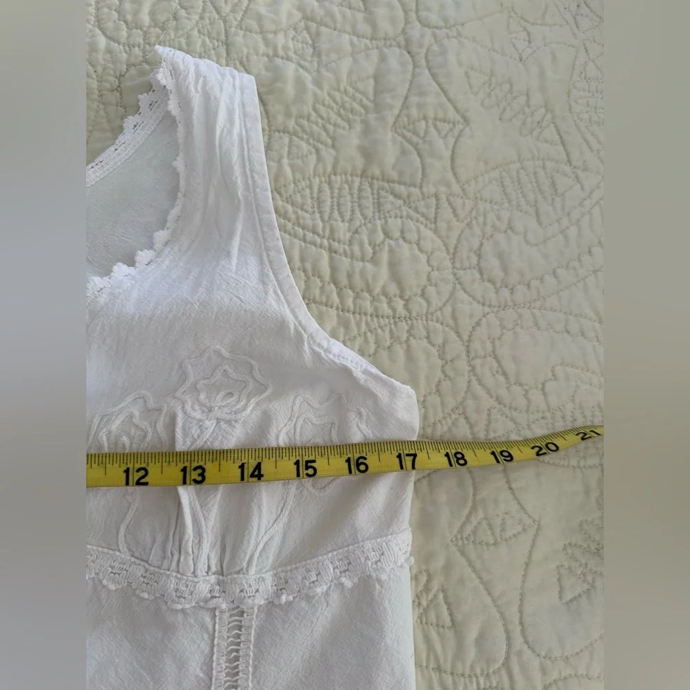 Giocam Peruvian Cotton Embroidered Vest Top M Boho Cottagecore Button Front - Picture 8 of 9